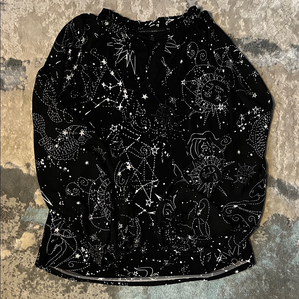 White House Black Market Black Celestial Blouse